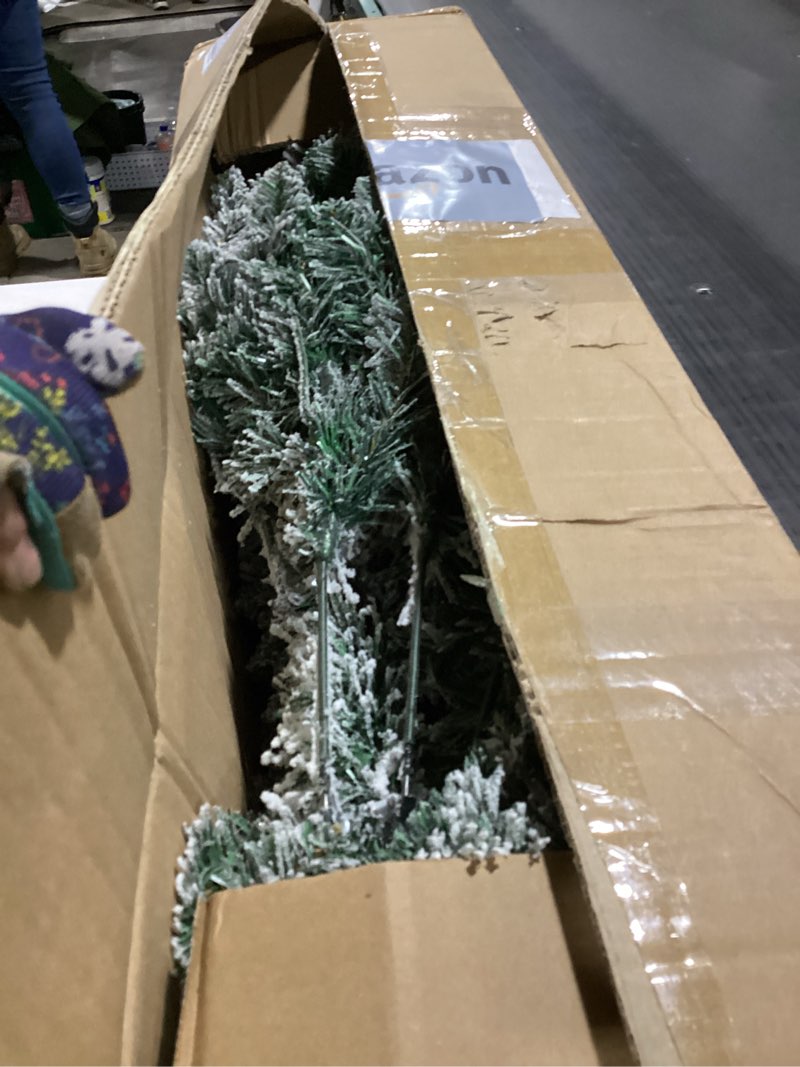 Condition photo showing As Is for 6ft Half Prelit Christmas Tree, Artificial Xmas Trees with 190 Warm White Lights & 453 Branch, Hinged Stall, Metal Stand for Indoor Home Holiday Decor