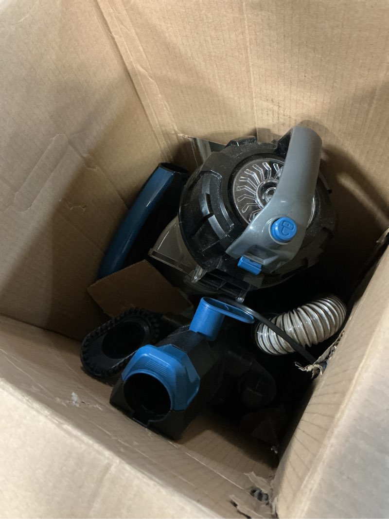 Condition photo showing As Is for eureka powerspeed lightweight upright vacuum cleaner for carpet and hard floor, powerful bagless upright vacuum cleaner for home pets, neu181a, blue blue neu181a with pet tool