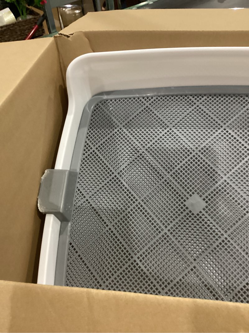 Condition photo showing As Is for puppy potty training tray 50x66x5.2cm large size detachable washable mesh dog pee pad holder tray for small breed dog