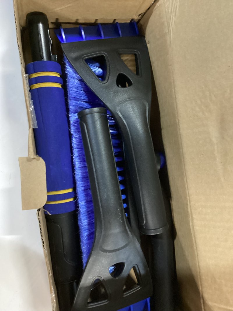 Condition photo showing Good Condition for 34" Extendable Ice Scrapers for Car Windshield 2-in-1 Snow Brush for Car Snow Scraper for Car Snow Scraper and Drush with Ergonomic Foam Grip for Cars, Trucks, SUVs with 360° Pivoting Brush Head Blue Blue 1Pack