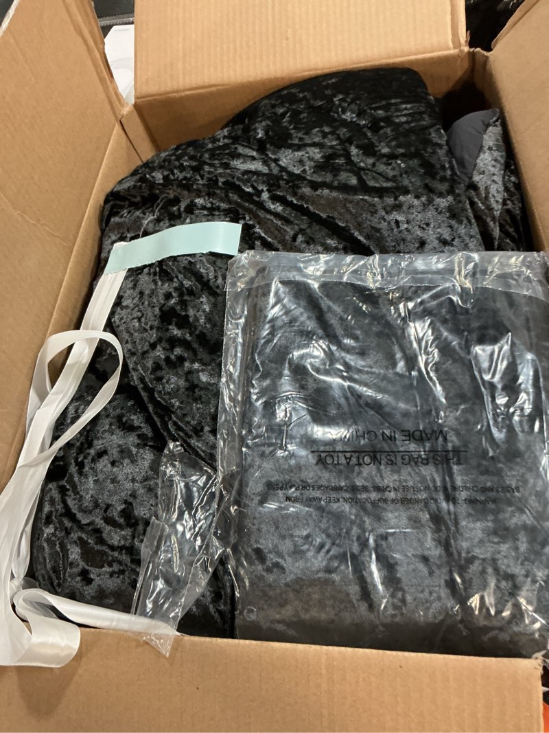 Condition photo showing As Is for regency heights full/queen cozy velvet comforter sets, luxury 3-piece all season down alternative bedding set, grey comforter bed set with pillow shams