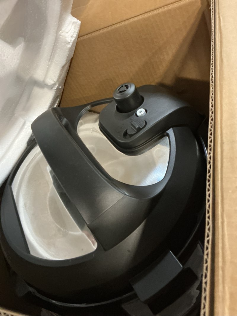 Condition photo showing As Is for instant pot 6qt rio 7-in-1 multi-cooker, pressure cooker, slow cook, sauté, steam, rice maker, yogurt, & warmer, black, 6 quarts