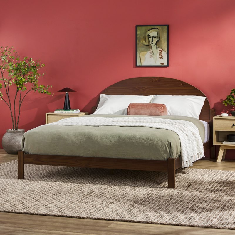 Danna Solid Wood Platform Bed with Arched Headboard