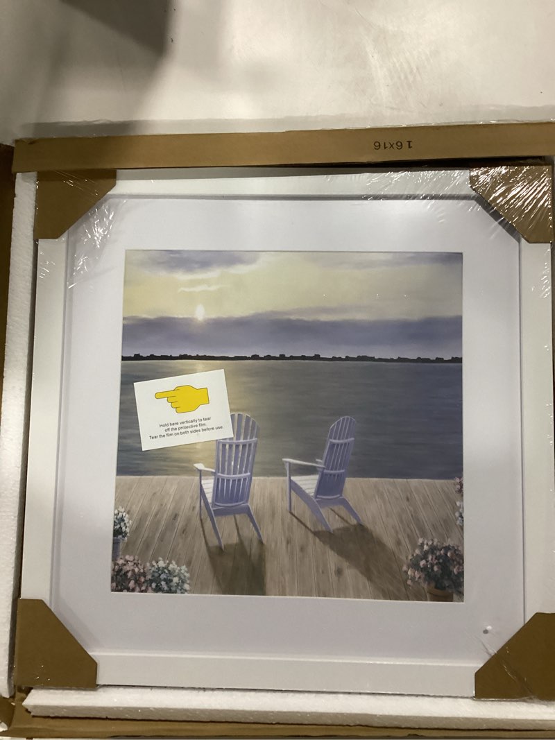 Condition photo showing New/Like New for amanti art framed wall art print 16x16 among friends by diane romanello, landscapes wall art, coastal decor, small poster painting artwork for living room, bedroom, bathroom, kitchen, office or svelte white 21\"l x 16\"w