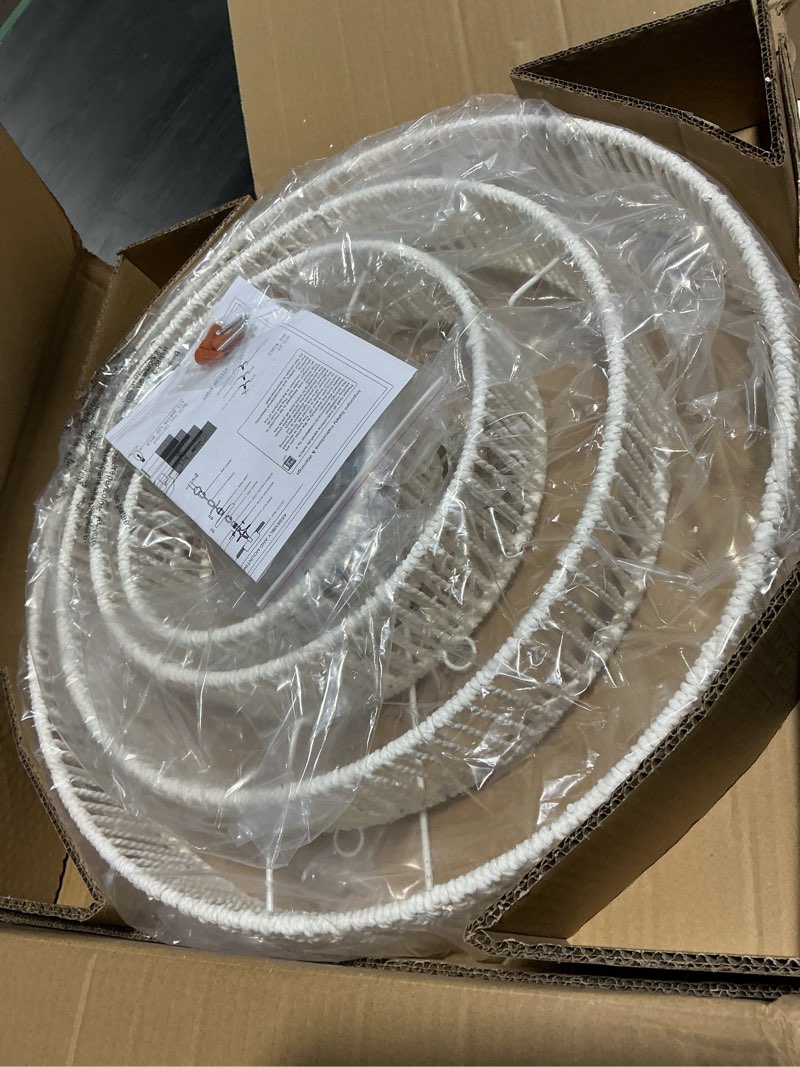 Condition photo showing Good Condition for 6-lights 20" hand-woven rattan pendant light coastal 4 round transitional minimalist boho large pendant light, for kitchen island dining room living room hallway, white, ul listed