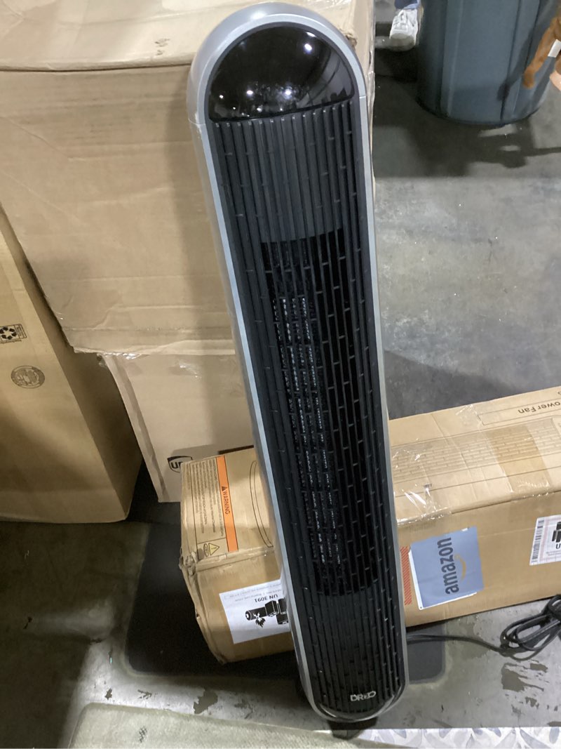 Condition photo showing Good Condition for DREO Tower Fan and Heater Combo, 29.2ft/s Standing Fans for Bedroom, 17 Levels, 6 Modes, 120° Oscillation, 42 Inch, 12H Timer, 25dB Quiet, with Remote, for Office, Large Room, Silver