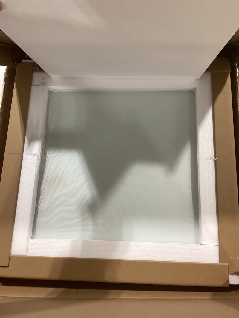 Condition photo showing As Is for Fab Glass and Mirror 17" Square 3/8" Inch Thick Tempered Pencil Polish Touch Corners Glass Table Top, Clear