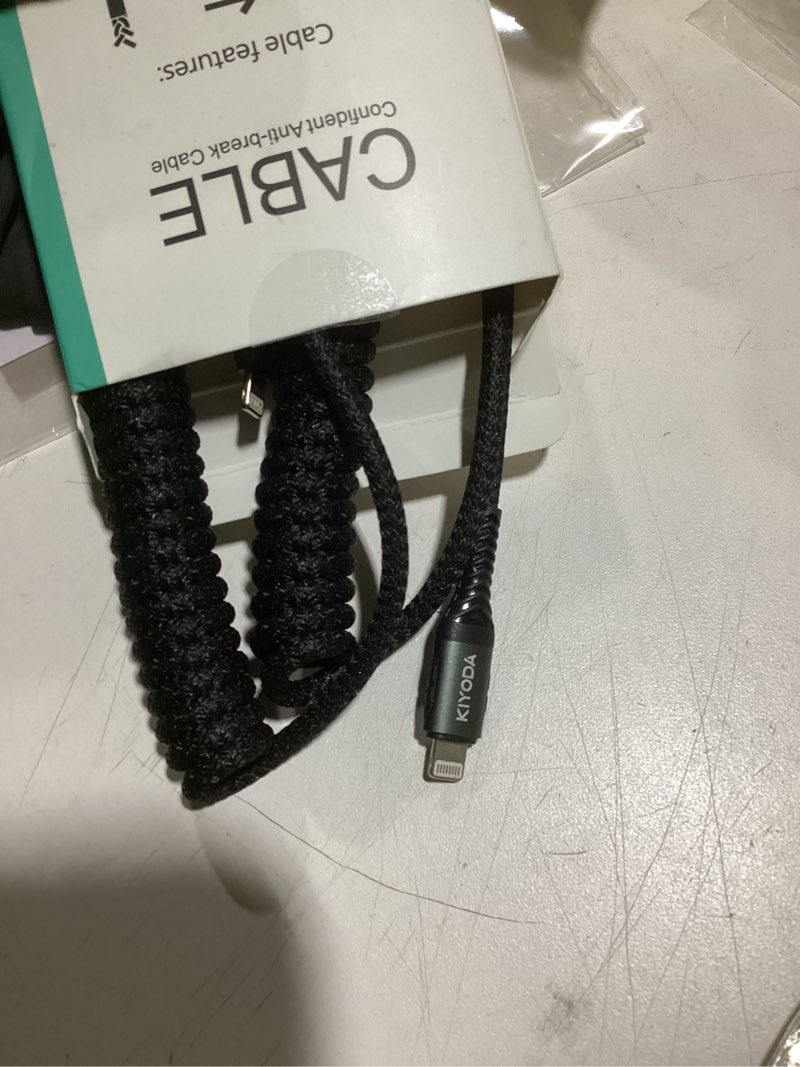 Condition photo showing Good Condition for usbc to lightning cable for car, coiled iphone charger 3ft 2pack, [apple mfi certified] usb type c to lightning cable braided fast charging cord compatible with iphone 14/13/12/11/8/7/pro max, ipad 3ft usb c to lightning