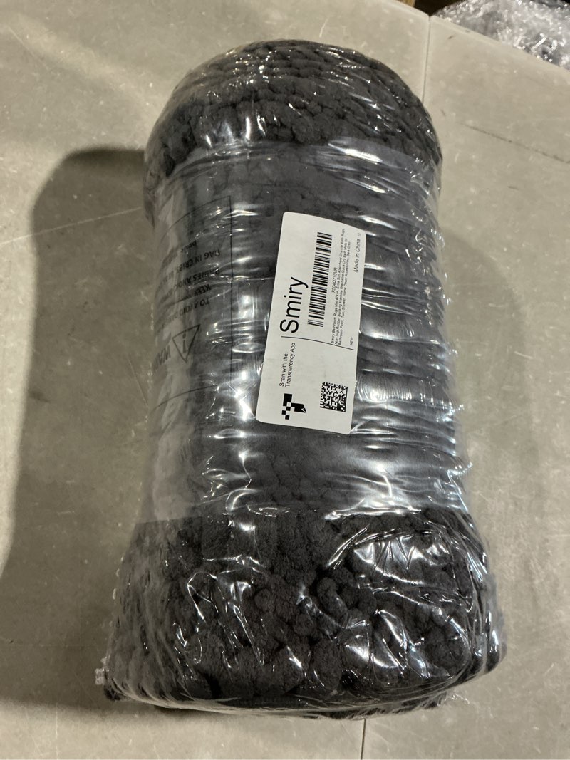 Condition photo showing Good Condition for smiry bathroom rugs mat 47x24, extra soft absorbent chenille bath rugs, non slip rubber backing machine washable quick dry bath mats for bathroom floor, tub, shower, home decor accessories, dark grey 47'' x 24'' dark grey