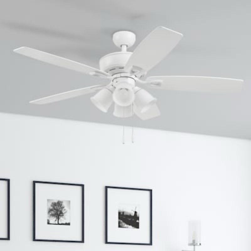 500+ bought last week harbor breeze notus 52-in white with white/driftwood blades ceiling fan with light and pull chain included 5 -blade item #1332338 | model #41949