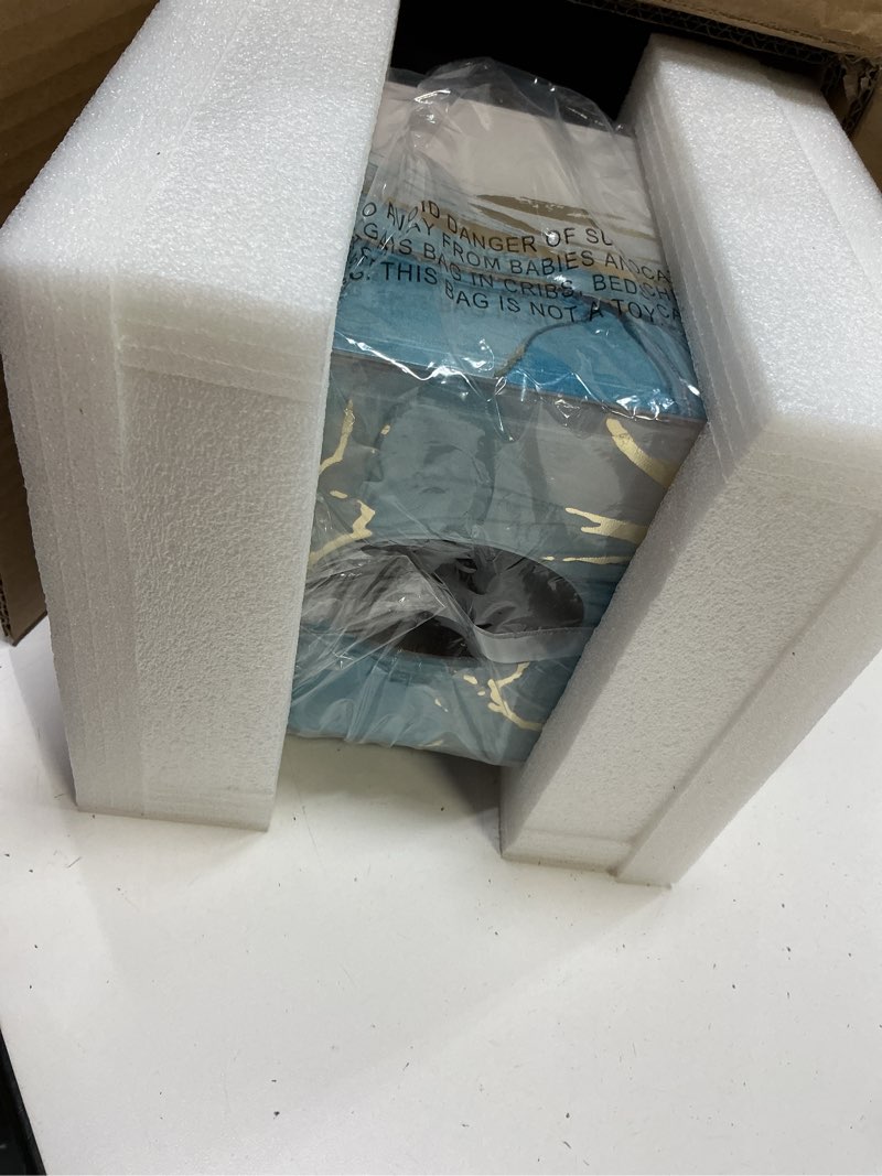 Condition photo showing Good Condition for glass tissue box cover square-marble pattern decorative tissue holder with velvet lining for home decor, bedroom, kitchen, office (blue & gold) blue square