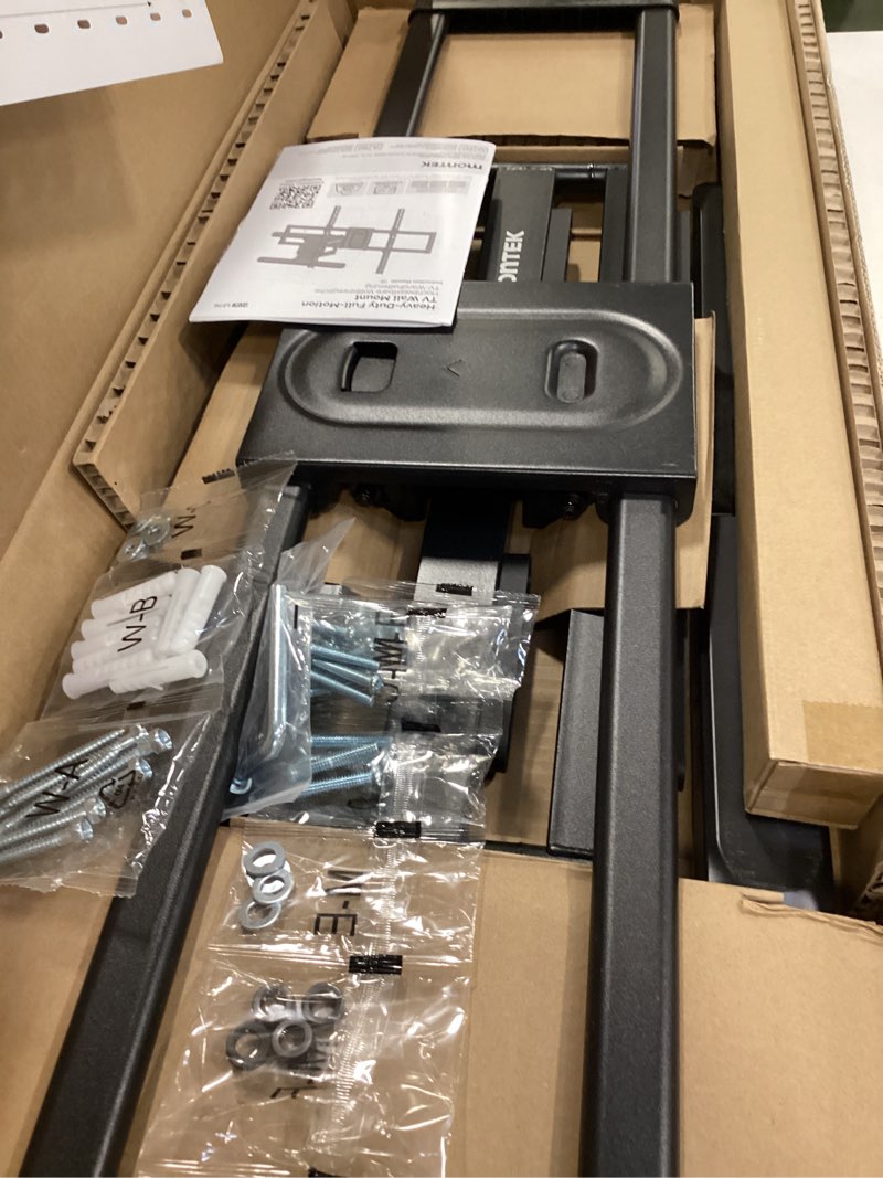 Condition photo showing Good Condition for monTEK Heavy Duty Full Motion TV Wall Mount for 43–100 Inch TVs Pre-Assembled Bracket with Tool-Free Tilt Swivel & Extension Max VESA 800x600, 150lbs 4X Strength Tested Fits 16/18 Inch Studs, HW1276BK