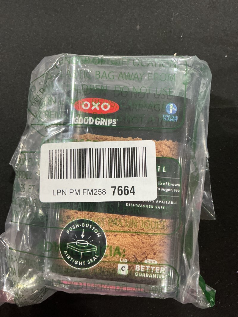 Condition photo showing As Is for OXO Good Grips POP Container - Airtight Food Storage - Small Square Short 1.1 Qt Ideal for 1 lb of brown sugar or confectioner's sugar CONTAINER 1.1 Qt - Square - Brown Sugar
