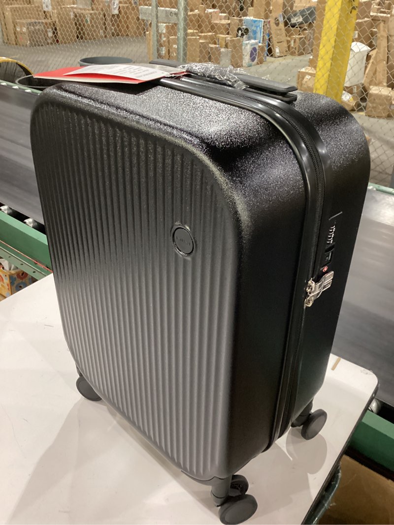 Condition photo showing New/Like New for mixi carry on luggage with cup phone holder hard shell rolling travel suitcases with spinner wheels,20 inch black black 20-inch