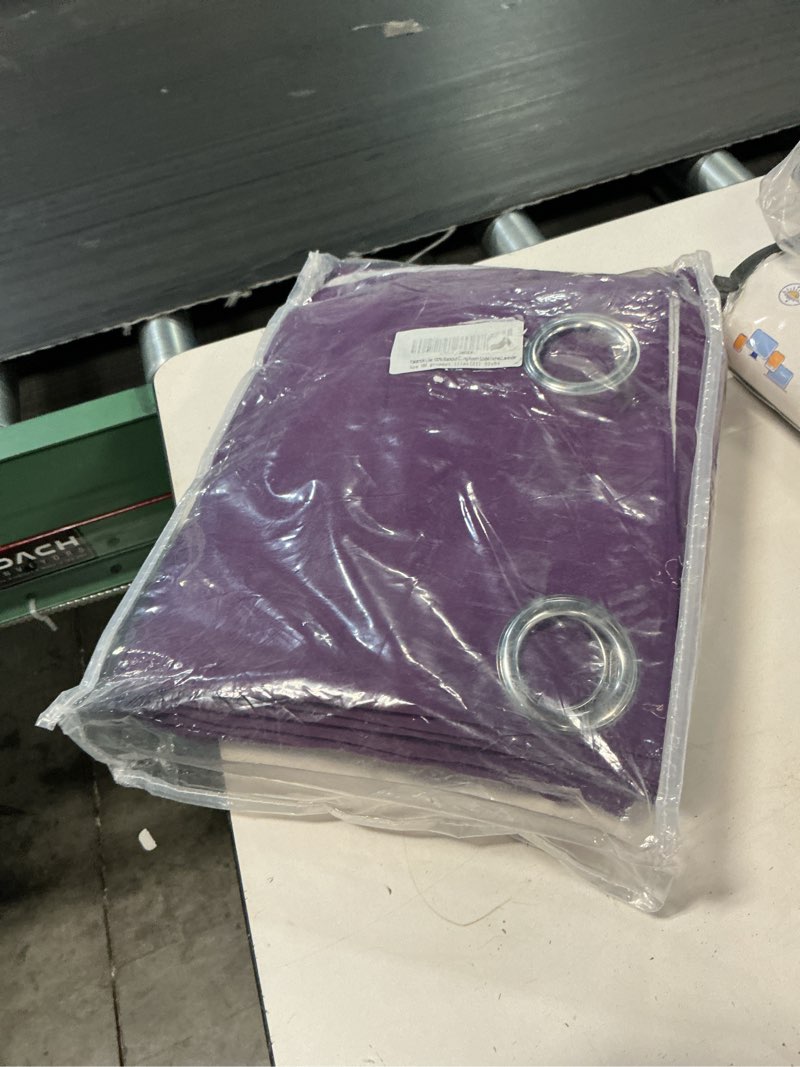 Condition photo showing Good Condition for yakamok 100% blackout curtains 52x84 inch long lilac window drapes-bedroom | 2 premium panels,2-layer with white backing,total light block,thermal noise insulation,grommet room darkening living room
