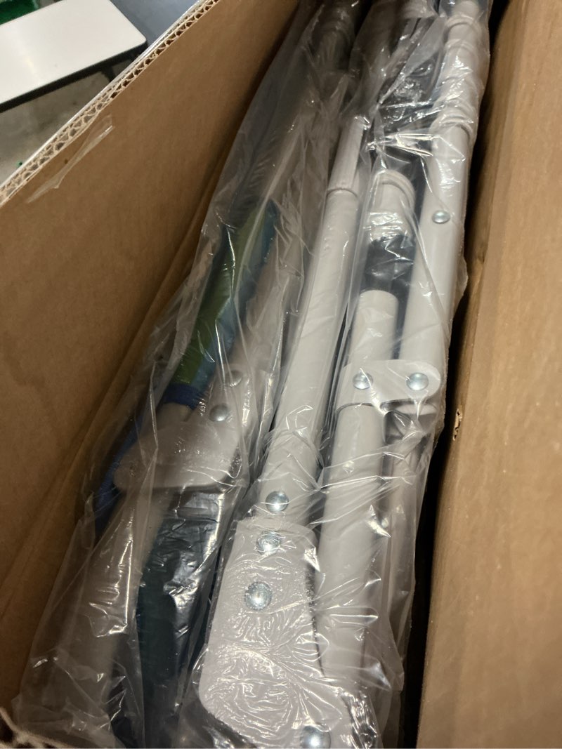 Condition photo showing Good Condition for 3-in-1 beach chair face holes, lounge chair outdoor with folding side table, 5-position recliner, lay flat, removable pillow, heavy duty, max 330lbs, poolside, patio, camping, backyard striped blue