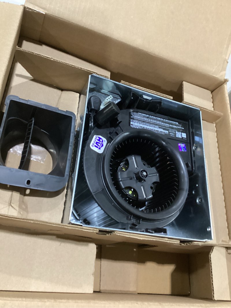 Condition photo showing Good Condition for roomside series decorative white 80 cfm ceiling bathroom exhaust fan with round led panel and beveled frame energy star