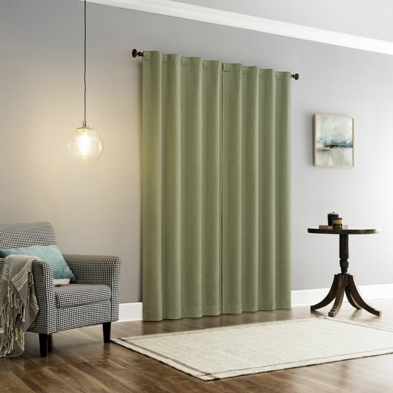 (4piece-2 pack)sun zero vance magnetic closure 100% blackout back tab curtain panel pair, 37\"x84\", sage green