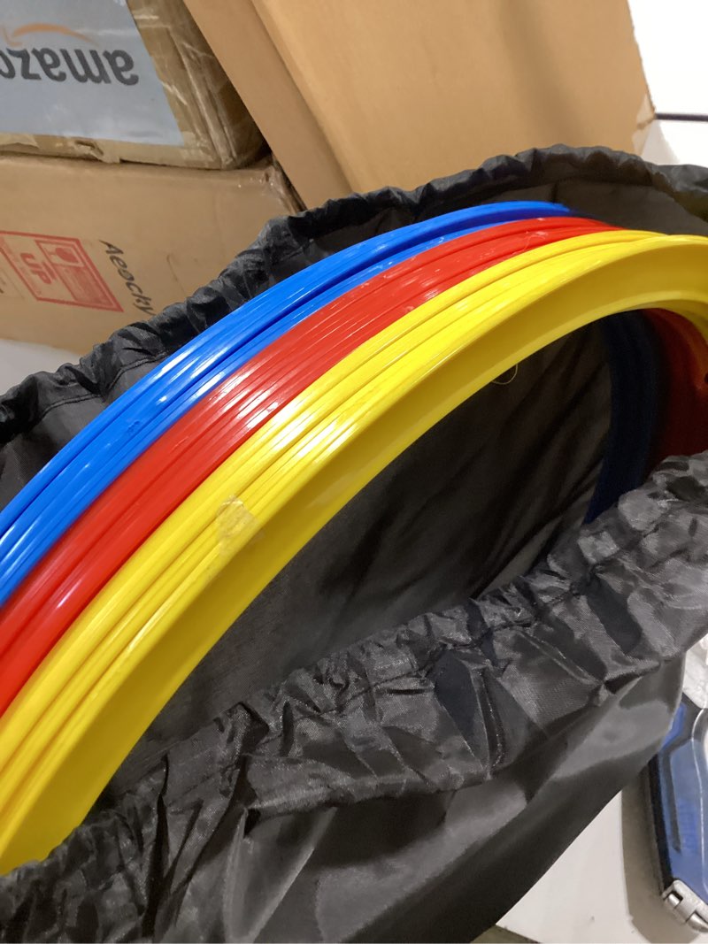 Condition photo showing Good Condition for 6 pieces sports scooter board bulk sitting scooter board with handles plastic casters sport flat scooter for kids children gym indoor outdoor activities play equipment(light color)
