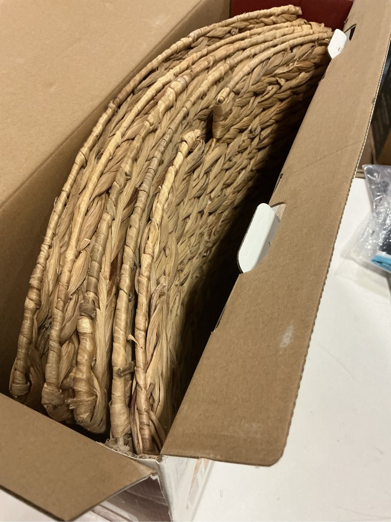 Condition photo showing Good Condition for 36in Extra Large Christmas Tree Collar - Woven Hyacinth Tree Collars for Artificial Trees - Rattan Rustic Farmhouse Basket for Tree Base Cover with Cord Cut-Out for 7.5ft 9ft 10ft Tree 36 Inch