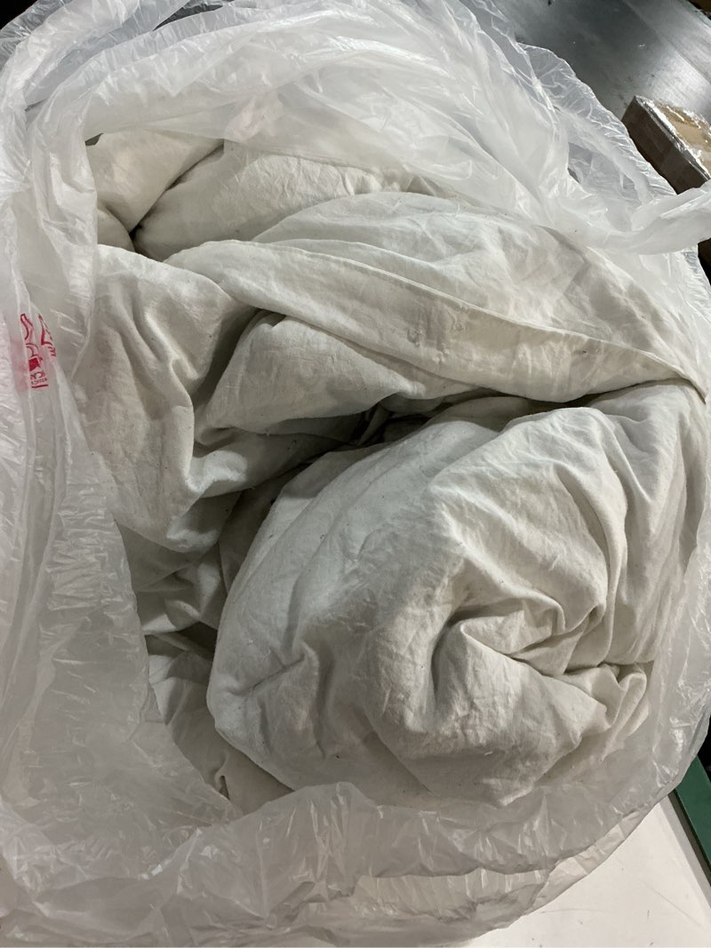 Condition photo showing As Is for puredown® goose feather down comforter full/queen size - all season duvet insert ultra fluffy soft 100% cotton shell cover, hotel collection comforters 500 thread with ties(stripe white, 90x90'') brilliant white full/queen