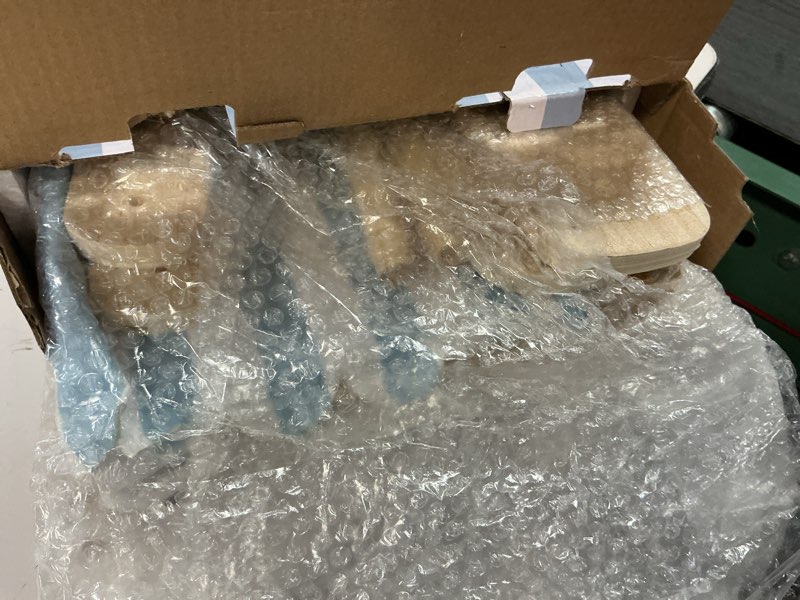 Condition photo showing As Is for PairPear Grocery Store Pretend Play, Wooden Toys Lemonade Stand for Kids, Natural Style Market Stand Play Food Sets. Grocery Market