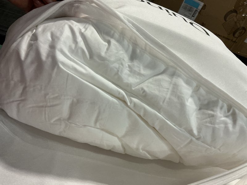 Condition photo showing As Is for lightweight premium down alternative comforter, full/queen, white