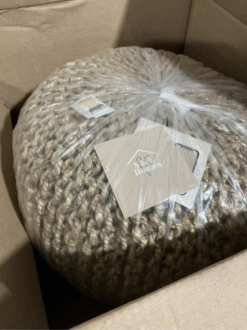 Condition photo showing Good Condition for s & l homes pouf ottoman - 100% natural jute braided- footrest pouf hand knitted - traditional cord boho pouffe - for the living room, bedroom, nursery, patio, lounge (