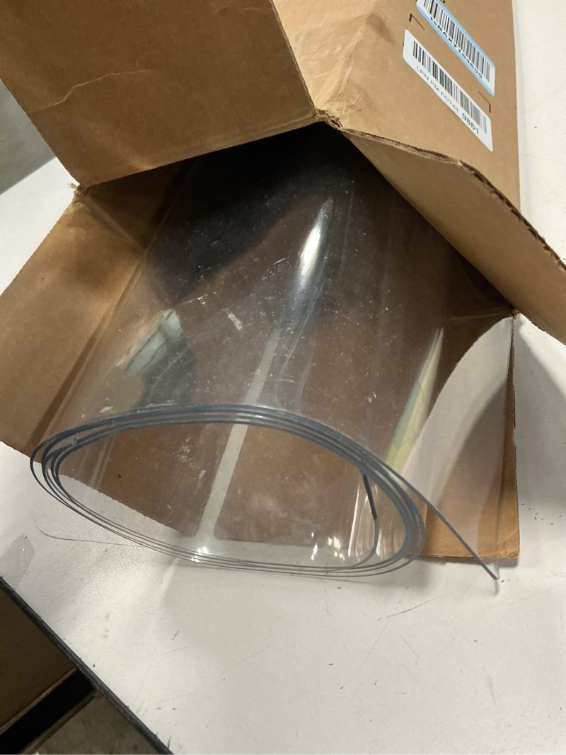 Condition photo showing As Is for kasepie pvc clear table cover protector 42x72inch, 1.5mm thick plastic table cover rectangle,clear table protector,desk protector mat for kitchen, dresser, writing desk?dining room table 72" x 42" (rectangular) clear 1.5mm thick