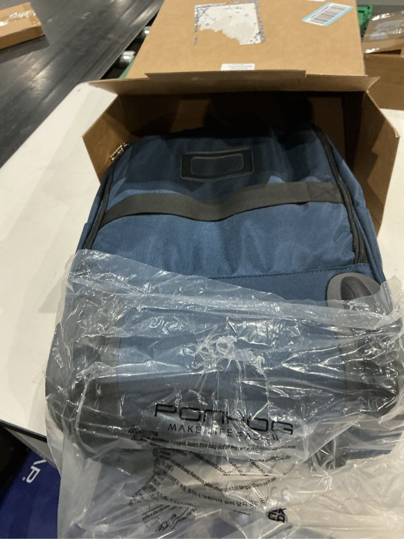 Condition photo showing Good Condition for ponhog rolling backpack, 30l travel laptop backpack with wheels, 15.6 inch personal item roller luggage with usb charging port flight approved for men women adults, blue blue 15.6 inch