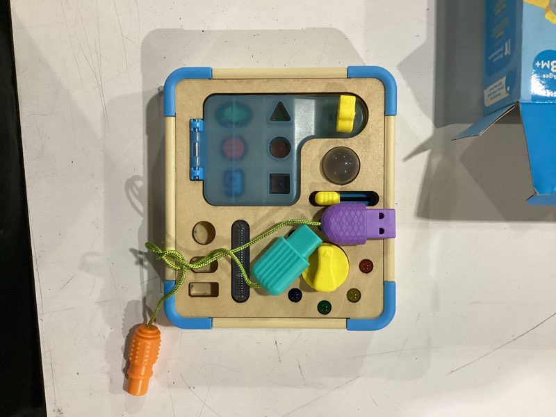 Condition photo showing Good Condition for lalalark jova electronic busy board – montessori learning toddler toy with 15 led light & 9 sounds, 5 switches & plugs, travel toys sensory activity board for 1 2 3 years old boy & girl birthday gift