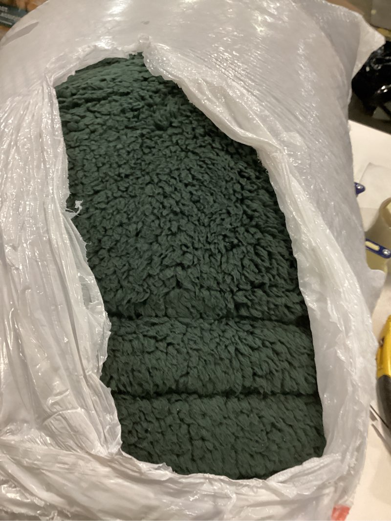 Condition photo showing As Is for Monbix Fluffy Full Comforter Set Deep Forest, Sherpa Plush Fuzzy Comforter 3 Piece for Full Size Bed, Luxury Soft Winter Warm Bedding Set Deep Forest Full