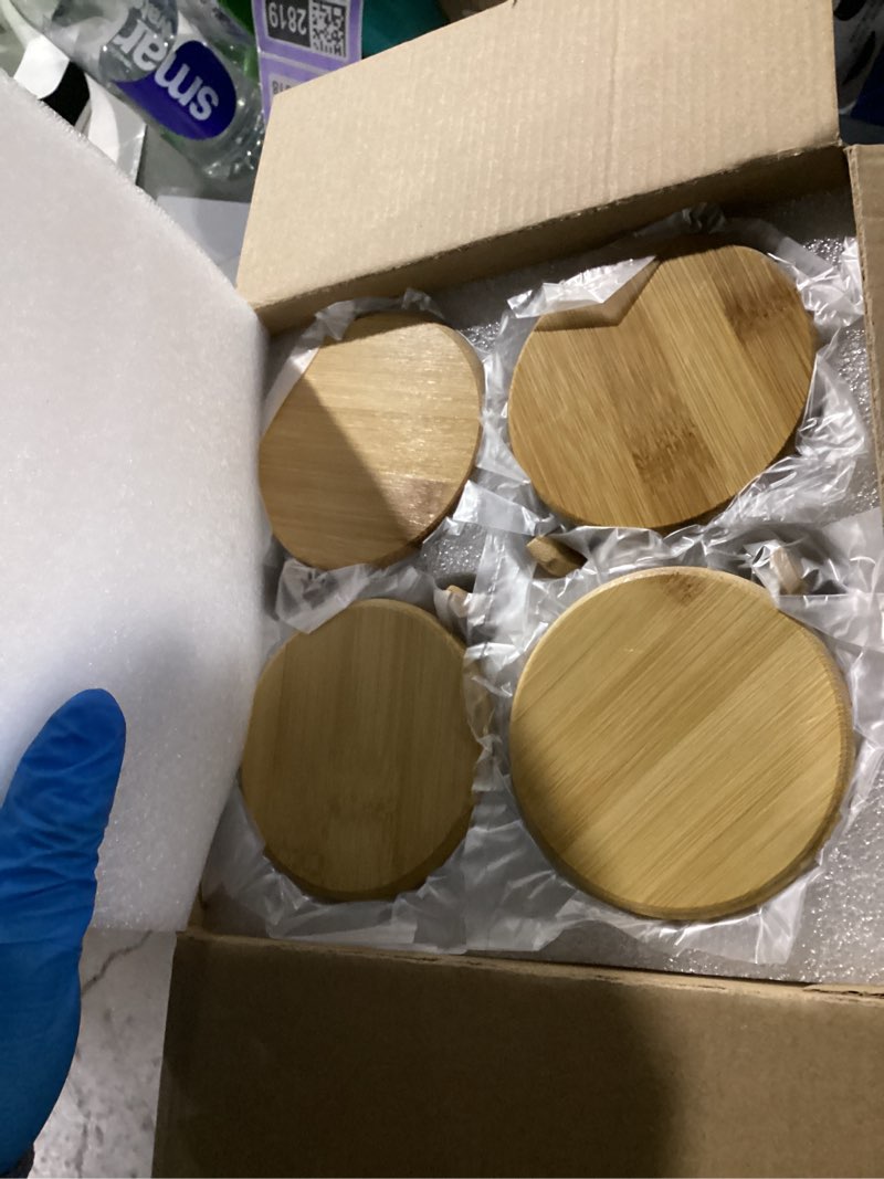 Condition photo showing New/Like New for Overnight Oats Containers with Lids,16oz Overnight Oats Jars 4 Pack, Oatmeal Cups,Meal Prep Containers,Glass Meal Prep Containers with Lids,China Pudding Jars