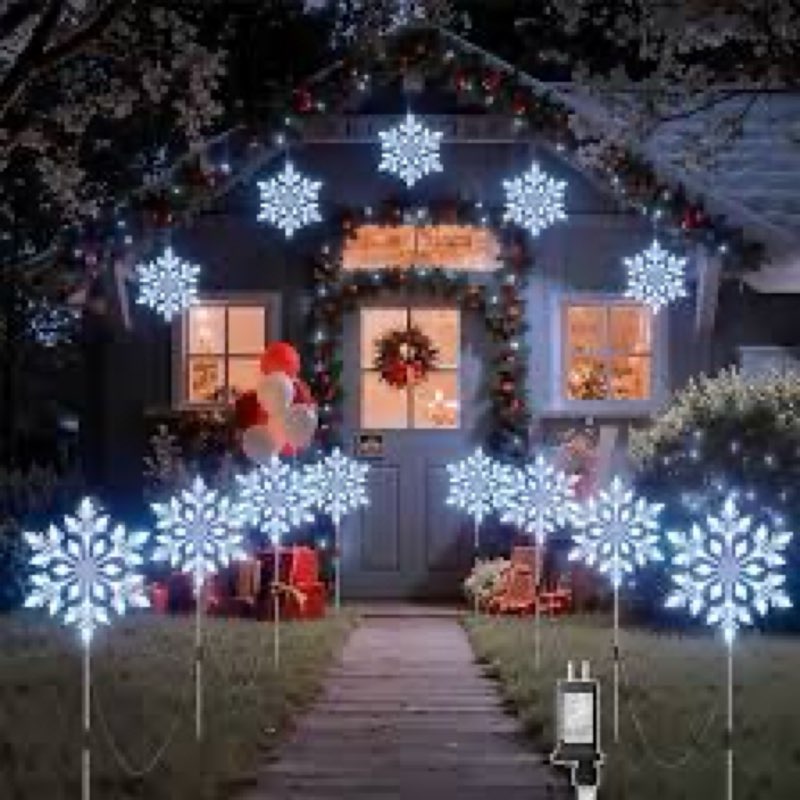 Brightown Large Snowflake Pathway Lights,Total 20-Pack 34" Outdoor Snowflake Christmas Lights Decor 