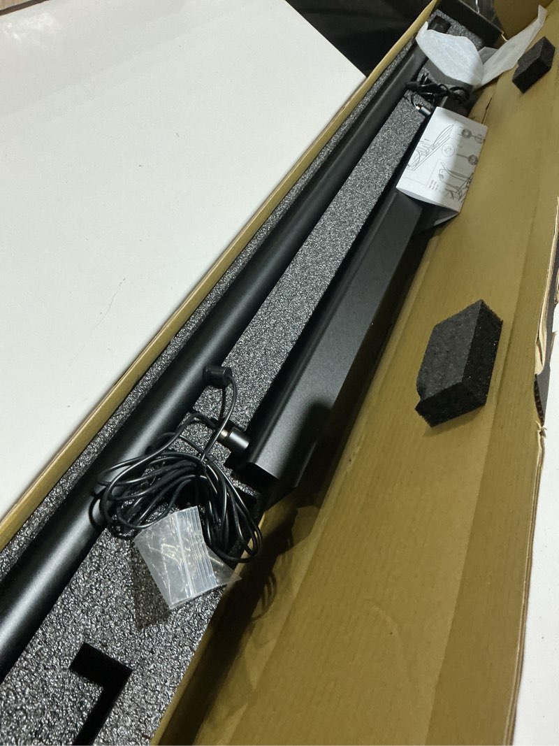 Condition photo showing Good Condition for LED Linear Pendant Light, Office Light, Flicker-Free, Dimmable, Modern Ceiling Lighting for Bedroom Dining Room Table, 20W 4000K Warm Light 47.2" Black Dimmable 4000K