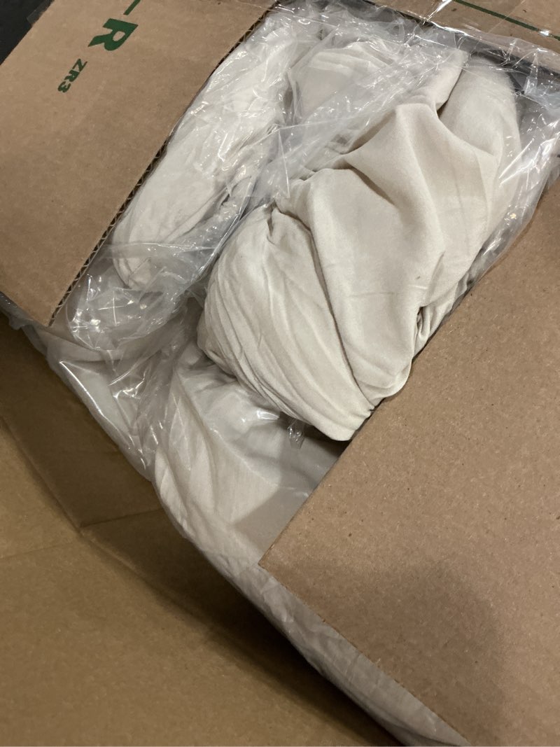 Condition photo showing As Is for bedsure king comforter set, beige soft prewashed bedding for all seasons, 3 pieces gentlesoft™ bed set, 1 lightweight comforter (104"x90") and 2 pillowcases (20"x36") king(104"x90") 01 - beige