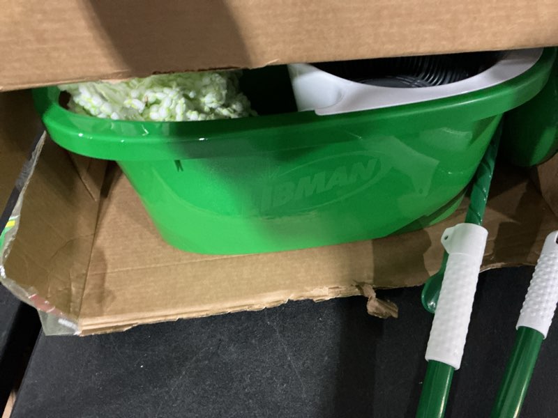 Condition photo showing As Is for libman tornado spin mop with microfiber head - adjustable handle, no-spill bucket - commercial/residential - antimicrobial - easy cleaning