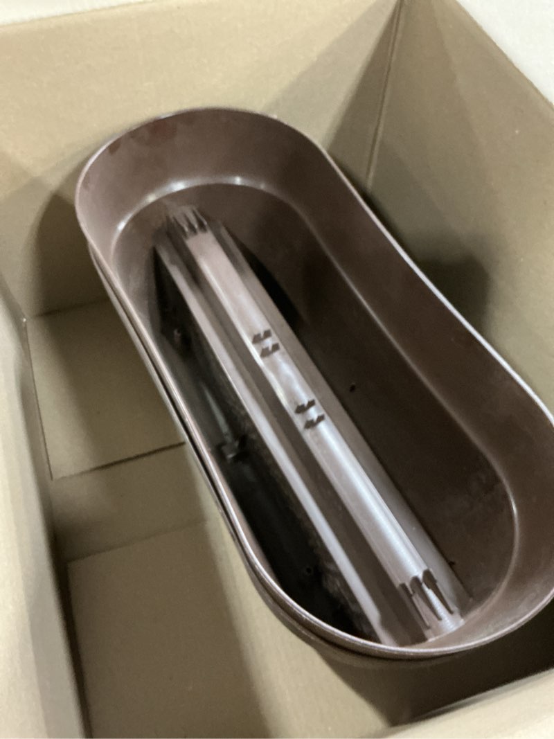 Condition photo showing Good Condition for emsco group bloomers railing planter with drainage holes – 24" weatherproof resin planter – brown, plastic brown 24.3 × 10.5 × 9.5 inches