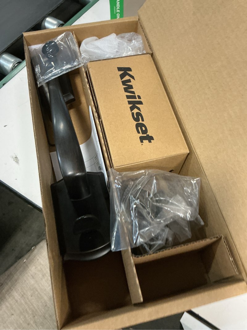 Condition photo showing As Is for kwikset prescott venetian bronze entry handleset 1-3/4 in.