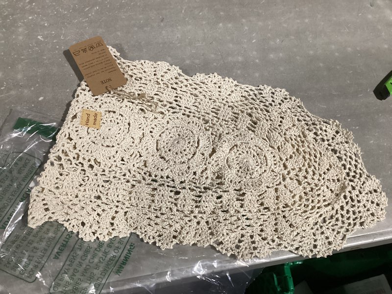 Condition photo showing New/Like New for Oval Lace Table Runner Doilies, Cotton Handmade Crochet Lace Table Runner Beige, Hand Crochet Lace Table Runner, Floral Table Scarf Furniture Cloth Cover, Handmade Crochet Placemats(12x31.5 inch)