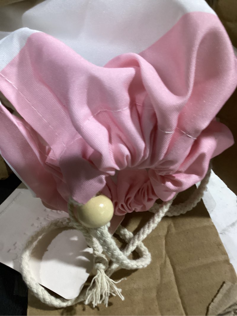 Condition photo showing New/Like New for ammsun boho fringe umbrella outdoor patio, 6.5ft upf50+ picnic umbrella with tassels with steel pole and push button tilt, pink stripes