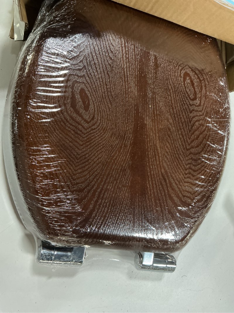 Condition photo showing New/Like New for Angel Shield Elongated Wood Toilet Seat with Quiet Close,Easy Clean,Quick-Release Hinges(Elongated,Dark Walnut)