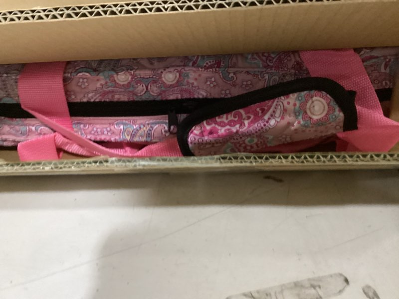 Condition photo showing As Is for american mahjong game set, 166 white tiles, 4 all-in-one color rack/pushers, complete mahjong set with pink printed carrying bag