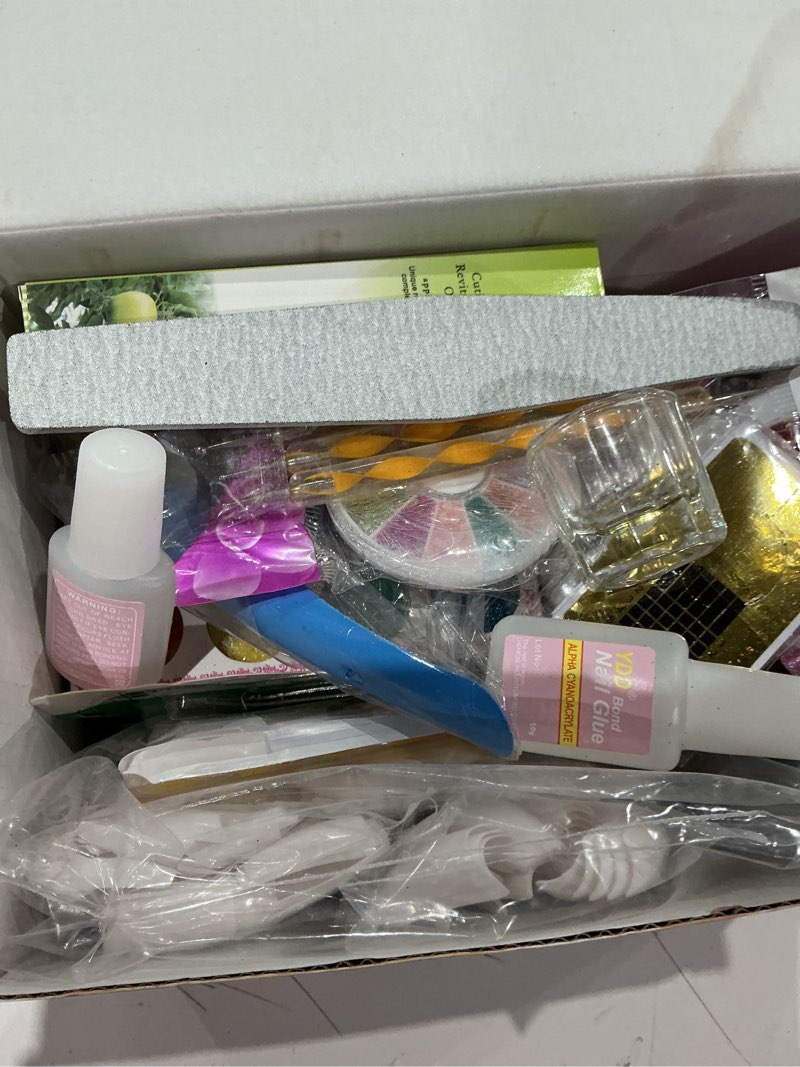 Condition photo showing Good Condition for aobbiy acrylic nail kit with everything, professional manicure acrylic nail kit, for professional and home use. including acrylic nail powder, liquid brush, glitter, clipper, nail art tools kit.