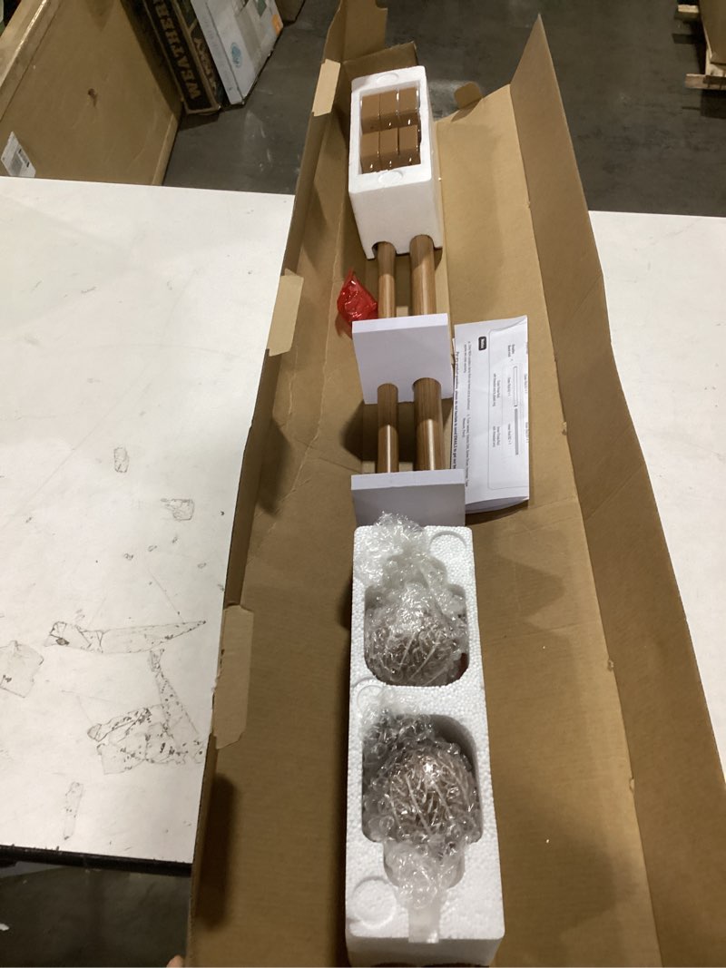 Condition photo showing Good Condition for KAMANINA Wood Curtain Rods for Windows 48 to 84 Inch(4-7ft), 1 Inch Adjustable Drapery Rod, Decorative Heavy Duty Curtain Rods with Leaf Pattern Finials, Wood Grain Wood Grain 48-84"