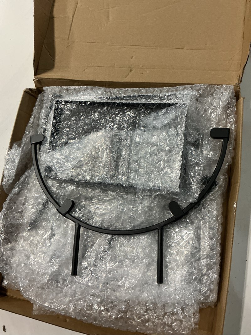 Condition photo showing Good Condition for blulu 4 pcs 10 inch round metal display stands for stained glass fused glass art easel display stands decorative plate holder for art panels picture platter photo black 10 inch