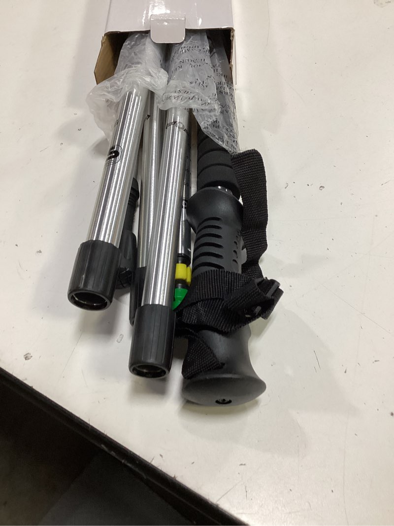 Condition photo showing Good Condition for thefitlife nordic walking trekking poles - 2 sticks with anti-shock and quick lock system, telescopic, collapsible, ultralight for hiking, camping, mountaining, backpacking, walking, trekking silver