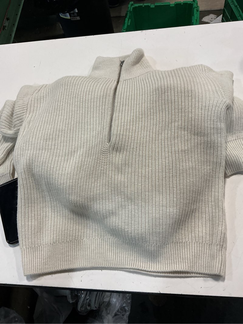 Condition photo showing Good Condition for quince australian merino wool half zip sweater in heather bone size xs