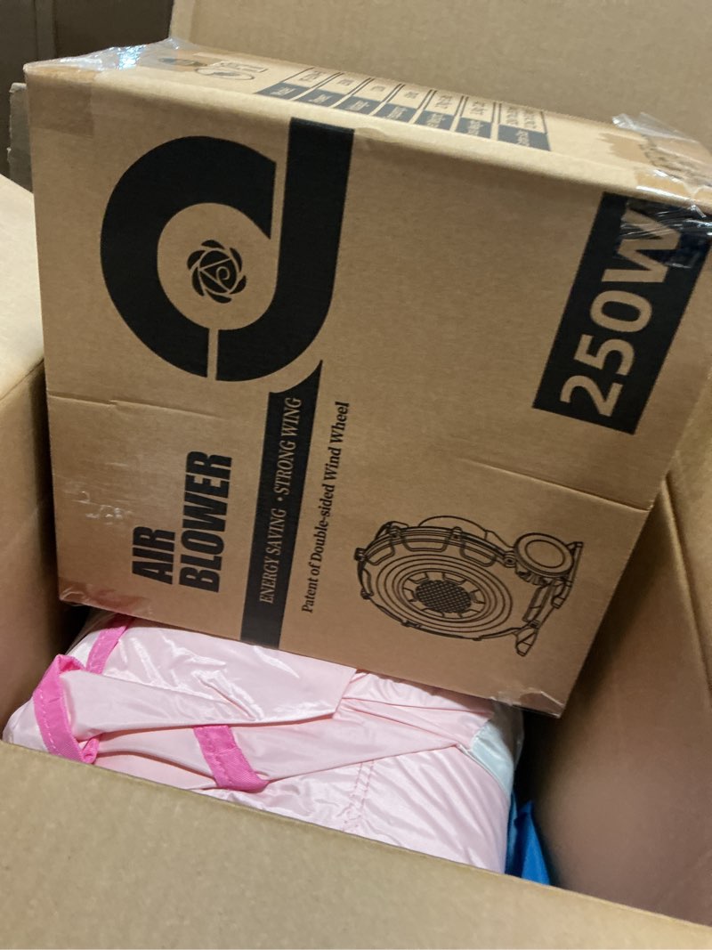 Condition photo showing Good Condition for bestsun inflatable bounce house for kids, 104" x 72" x 71" bouncy castle for ages 3-8, bouncer with slide, jumping area, basketball hoop, twister game, blower included