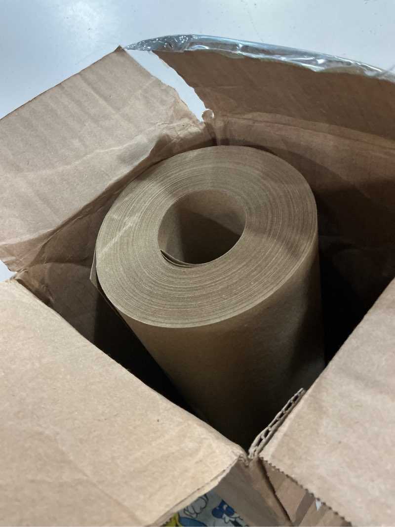 Condition photo showing New/Like New for tapemanblue floor protection paper, 36 inch x 166 ft roll, made in usa, 69# brown rosin masking paper roll, 100% recycled, thick floor covering for painting, moving, and construction